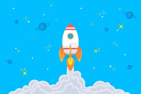 Illustration for Rocket take off into space - Royalty Free Image