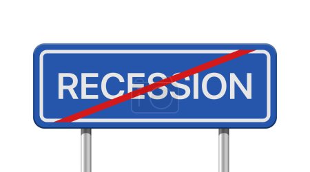 Realistic road sign end of recession isolated on white background
