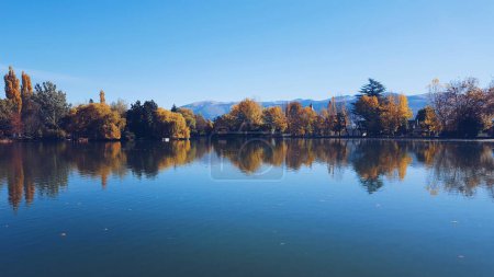 Photo for Panoramic views of Lake Puigcerda in Girona in Catalonia, Spain, on September 28, 2019 - Royalty Free Image