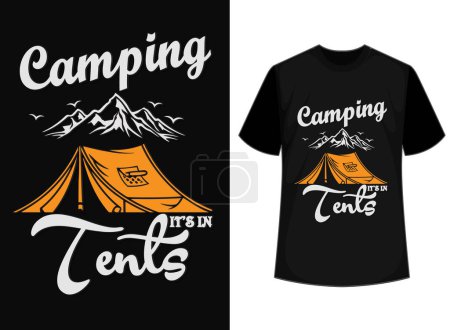 Ilustración de Camper Vintage Camping Camiseta Diseño - Imagen libre de derechos