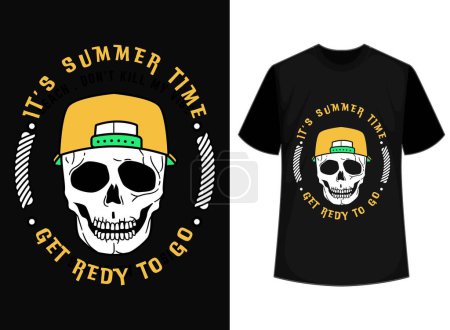 Illustration for It's summer time. Typography vintage summer skeleton design for posters, t-shirts, cards, invitations, stickers, banners, advertisement. Vector. California surfing paradise. - Royalty Free Image