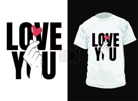Love you with hand love vector on isolated white background. Vector illustration hand drawing dry watercolor style. For used t-shirt pattern design
