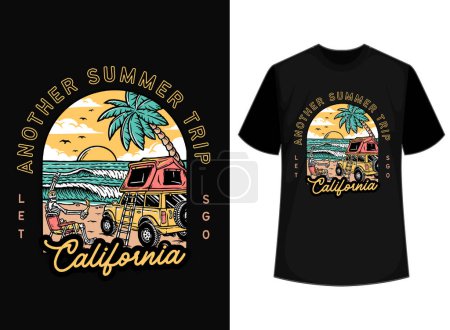 Téléchargez les illustrations : Un autre voyage d'été allons-y Californie t-shirt design - en licence libre de droit