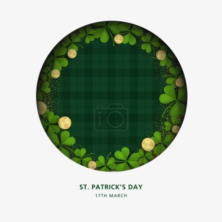 Saint Patrick's Day greetings card with clover shapes and branches vector