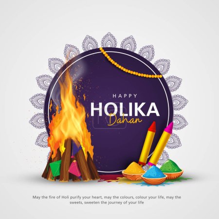 Holika Dahan celebración cartel ti indio diseño de vacaciones de invierno, vector de ilustración

