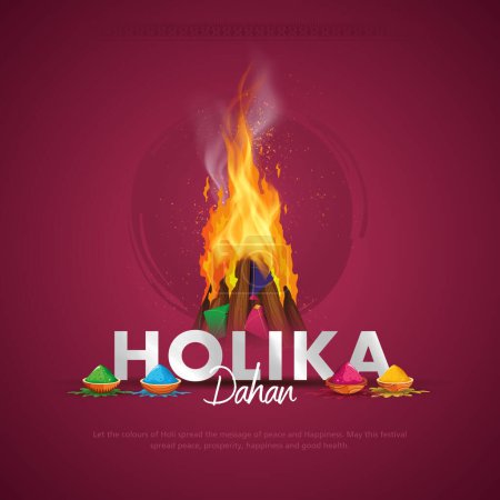 Ilustración vectorial de Holika Dahan (Holika ardiente, el diablo) antecedentes para la celebración de Holi