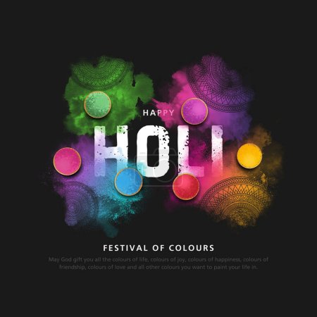 Téléchargez les illustrations : Illustration vectorielle de l'explosion colorée pour Happy Holi - en licence libre de droit