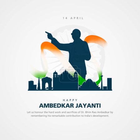 Ilustración vectorial del Dr. Bhimrao Ramji Ambedkar con la Constitución de la India para Ambedkar Jayanti el 14 de abril
