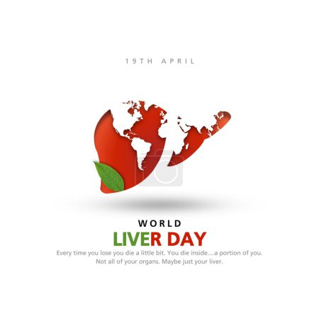 Vector illustration on the theme of World Liver Day with papercut style observed on April 19th every year.
