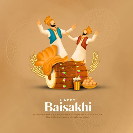 Illustration vectorielle du fond de célébration du festival Happy Vaisakhi Punjabi