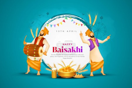 Téléchargez les illustrations : Baisakhi. Heureux Baisakhi. Vaisakhi festival lohri festival. fond et typographie - en licence libre de droit