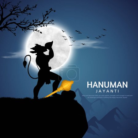 Illustration for Creative vector illustration of Hanuman Jayanti, celebrates the birth of Lord Sri Hanuman - Royalty Free Image