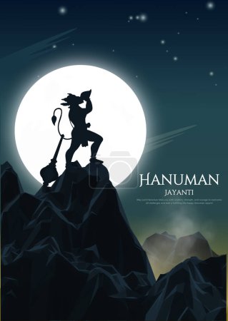 Téléchargez les illustrations : Illustration vectorielle créative de Hanuman Jayanti, célèbre la naissance du Seigneur Sri Hanuman - en licence libre de droit