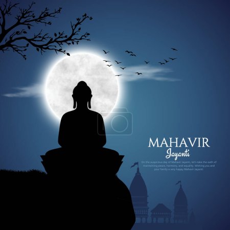 Ilustración de Happy Mahavir Jayanti plantilla de banner gráfico en estilo ilustrativo simple y moderno. - Imagen libre de derechos
