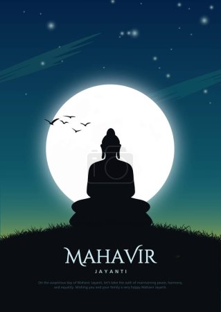 Téléchargez les illustrations : Illustration vectorielle de Mahavir Jayanti, Célébration de l'anniversaire de Mahavir, Fête religieuse dans le jaïnisme. - en licence libre de droit