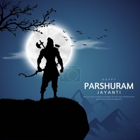 Kreative Illustration der Parshuram-Waffe Farsa (Axt) mit Text Parshuram Jayanti