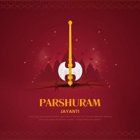 Celebración de Lord Parshura arma farsa (hacha) con texto Parshuram Jayanti, concepto Festival de la India