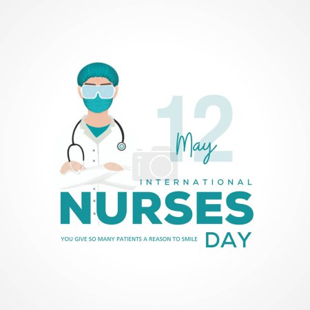 12. Mai. Happy International Nurse Day Hintergrund. volle Größe der Krankenschwester Uniform mit Welt. Vektor-Illustrationsdesign