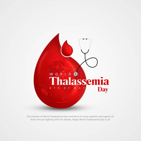 Vektorillustration zum Thema des Welt-Thalassämie-Tages am 8. Mai. Thalassemien sind vererbte Blutkrankheiten, die durch eine verminderte Hämoglobinproduktion gekennzeichnet sind