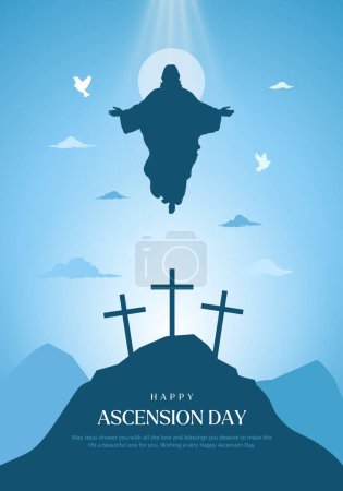 Ilustración de Ascension Day of Jesus Christ design background vector illustration - Imagen libre de derechos