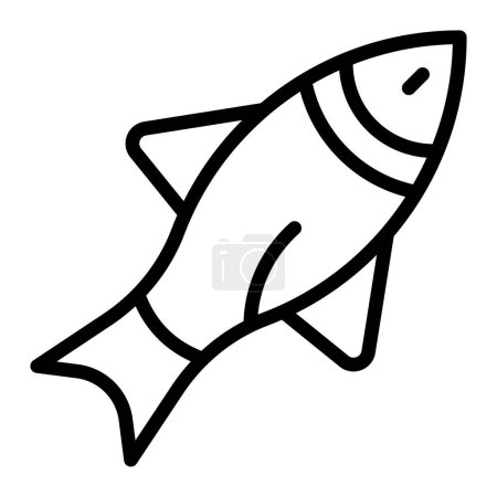 Diseño de iconos de línea vectorial de peces