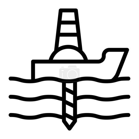 Deep Sea Mining Vector Line Icon Design