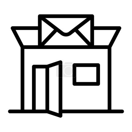 Téléchargez les illustrations : Conception d'icône de ligne vectorielle de bureau de poste ouvert - en licence libre de droit