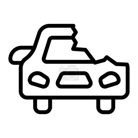 Broken Car Vector Line Icon Design