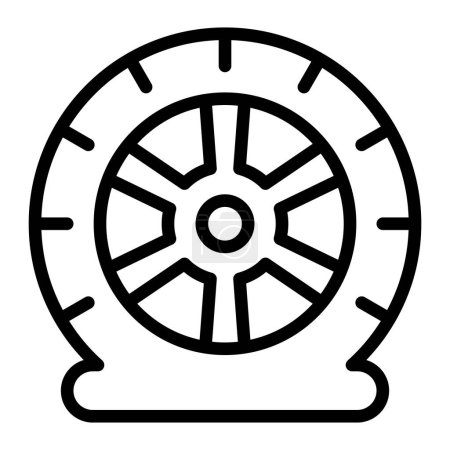 Flat Tire Vector Line Icon Design