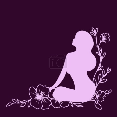 Une belle illustration vectorielle de la silhouette de la tête d'une femme avec une fleur à l'intérieur. combinaison complexe avec des éléments floraux, créant un mélange harmonieux de l'homme et de la nature.