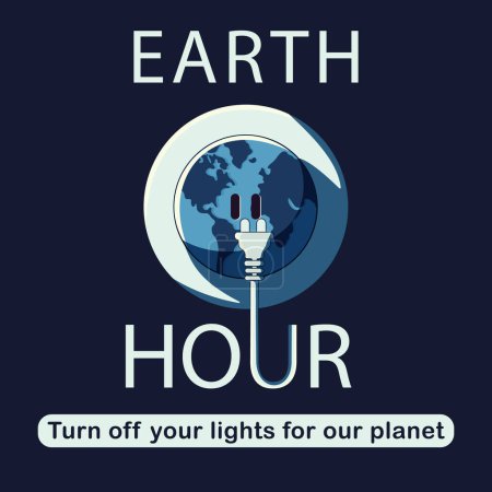Save the earth with switch off the light for 1 hour to save energy Earth hour. Vector illustration.