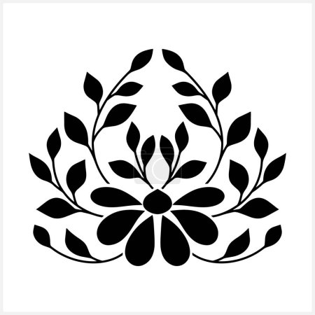 Illustration for Doodle flower with leaves isolated. Stencil vector stock illustration. EPS 10 - Royalty Free Image