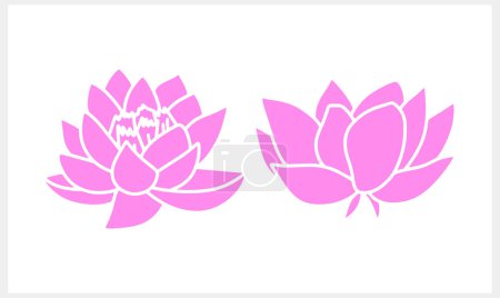 Ilustración de Lotus flower doodle icon. Stencil vector stock illustration. EPS 10 - Imagen libre de derechos