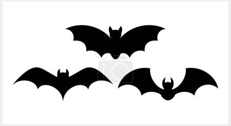 Set de murciélagos negros aislados en blanco. Ilustración vectorial. EPS 10