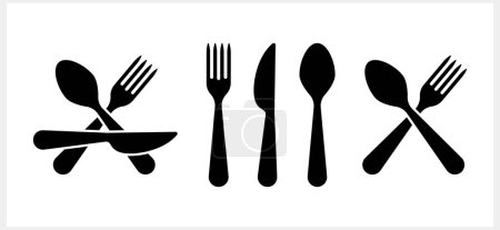Téléchargez les illustrations : Pochoir fourchette couteau icône isolé Alimentation clipart vectoriel illustration de stock EPS 10 - en licence libre de droit