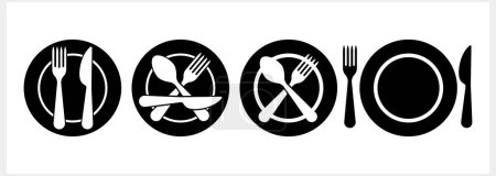 Illustration for Stencil fork spoon knife icon isolated Food clipart Vector stock illustration EPS 10 - Royalty Free Image