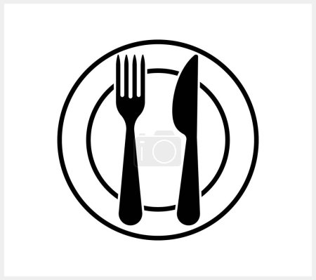 Illustration for Stencil fork spoon knife icon isolated Food clipart Vector stock illustration EPS 10 - Royalty Free Image