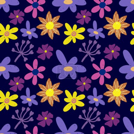 Illustration for Boho flower seamless pattern. Hand drawn background Cartoon vector stock illustration. EPS 10 - Royalty Free Image