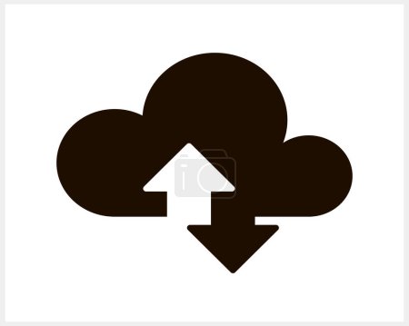 Illustration for Cloud with arrow icon isolated. Cloud storage. Stencil vector stock illustration EPS 10 - Royalty Free Image