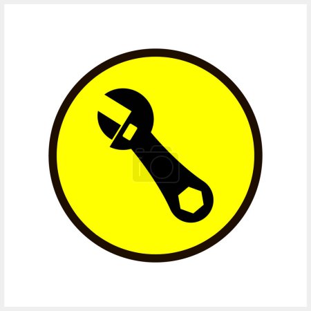 Illustration for Stencil monkey wrench icon Yellow button Tools clipart Vector stock illustration EPS 10 - Royalty Free Image