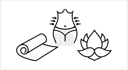 Illustration for Doodle line woman diet icon. Hand drawn line art. Outline fitness women body. Sketch vector illustration. EPS 10 - Royalty Free Image