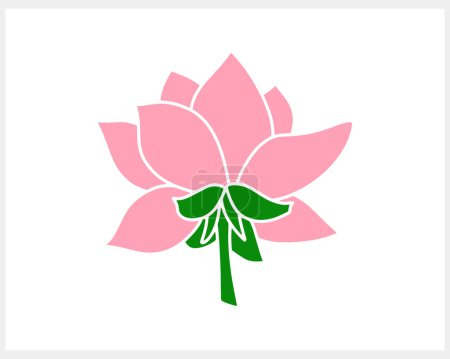 Ilustración de Stencil lotos rosa flor con hoja clipart aislado Dibujos animados dibujado a mano naturaleza Vector stock illustration EPS 10 - Imagen libre de derechos