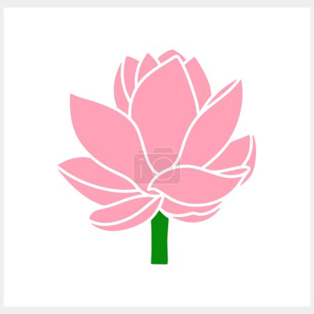 Ilustración de Stencil lotos rosa flor con hoja clipart aislado Dibujos animados dibujado a mano naturaleza Vector stock illustration EPS 10 - Imagen libre de derechos