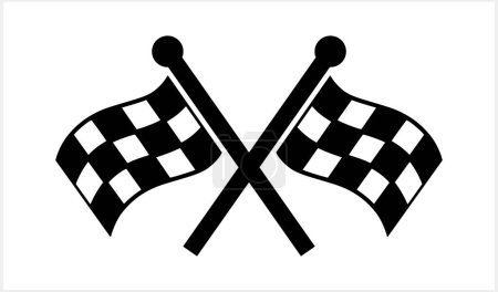 Two crossed racing flags. Championship, isolated flags. Checkered and crosse Vector stock illustration EPS 10