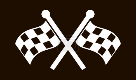 Deux drapeaux de course croisés. Championnat. Illustration vectorielle à carreaux et crosse EPS 10