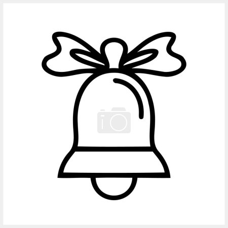 Christmas bell with ribon clip art isolated. Xmas sketch icon Vector stock illlustration. EPS 10