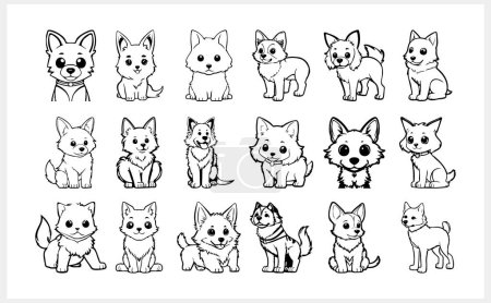 Doodle chat et chien clipart isolé. Art dessiné à la main. Croquis animal. Illustration vectorielle. SPE 10