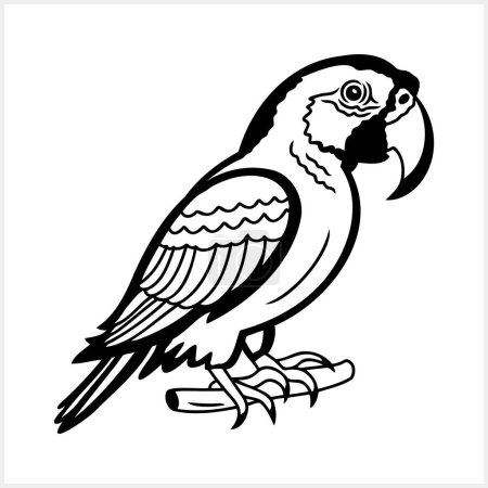 Coloriages Animaux icône perroquet Imprimer, tatouage design Illustration vectorielle du stock EPS 10