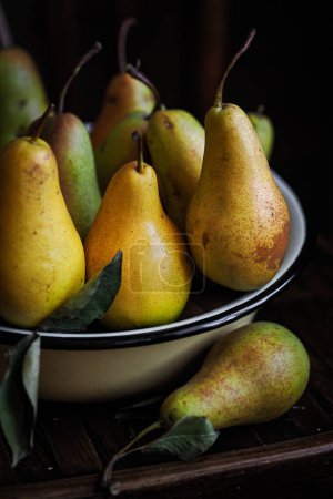 Photo for Organic farm pears. yellow bright fruits - Royalty Free Image