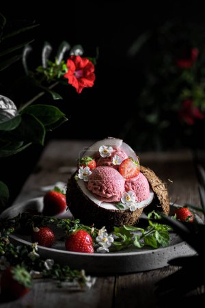 Photo for Summer. pink ice cream. coconut dessert - Royalty Free Image